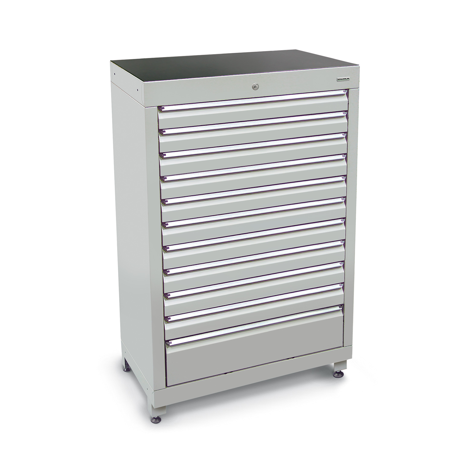 900mm Multi-drawer high tool cabinets with 11 drawers (10 medium, 1 large) and feet