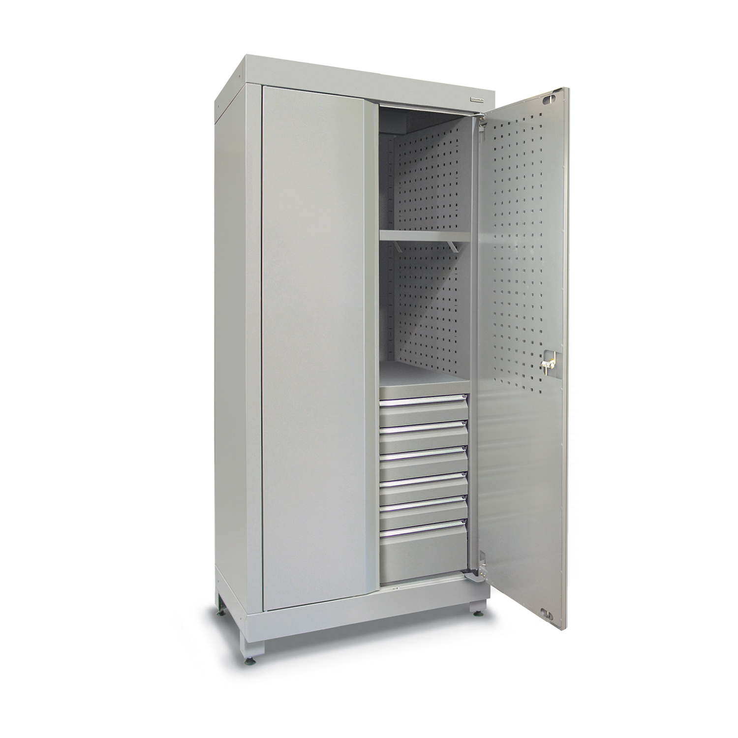 900mm Heavy-duty shelving unit with 6 drawers