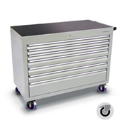 1200 series cabinet with 7 drawers (3 slim, 3 medium, 1 large) and castors