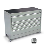 1200 series cabinet with 5 drawers (3 medium, 2 large) and feet