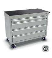 900 series cabinet with 4 drawers (1 medium, 3 large) and castors