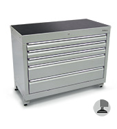 1200 series cabinet with 5 drawers (3 medium, 2 large) and feet