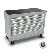 1200 series cabinet with 6 drawers (5 medium, 1 large) and castors