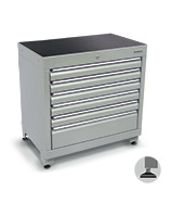 900 series cabinet with 6 drawers (5 medium, 1 large) and feet