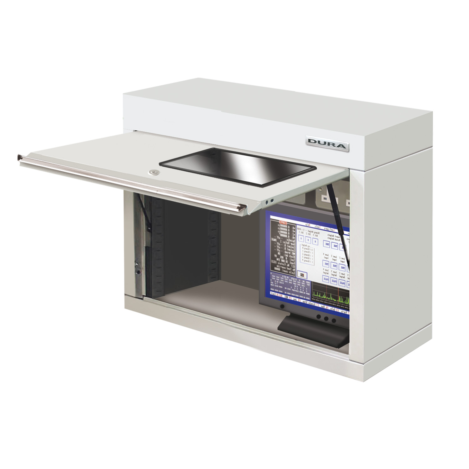 Schrank mit Acryl-Monitorfenster oder eingebautem Monitor (900mm)