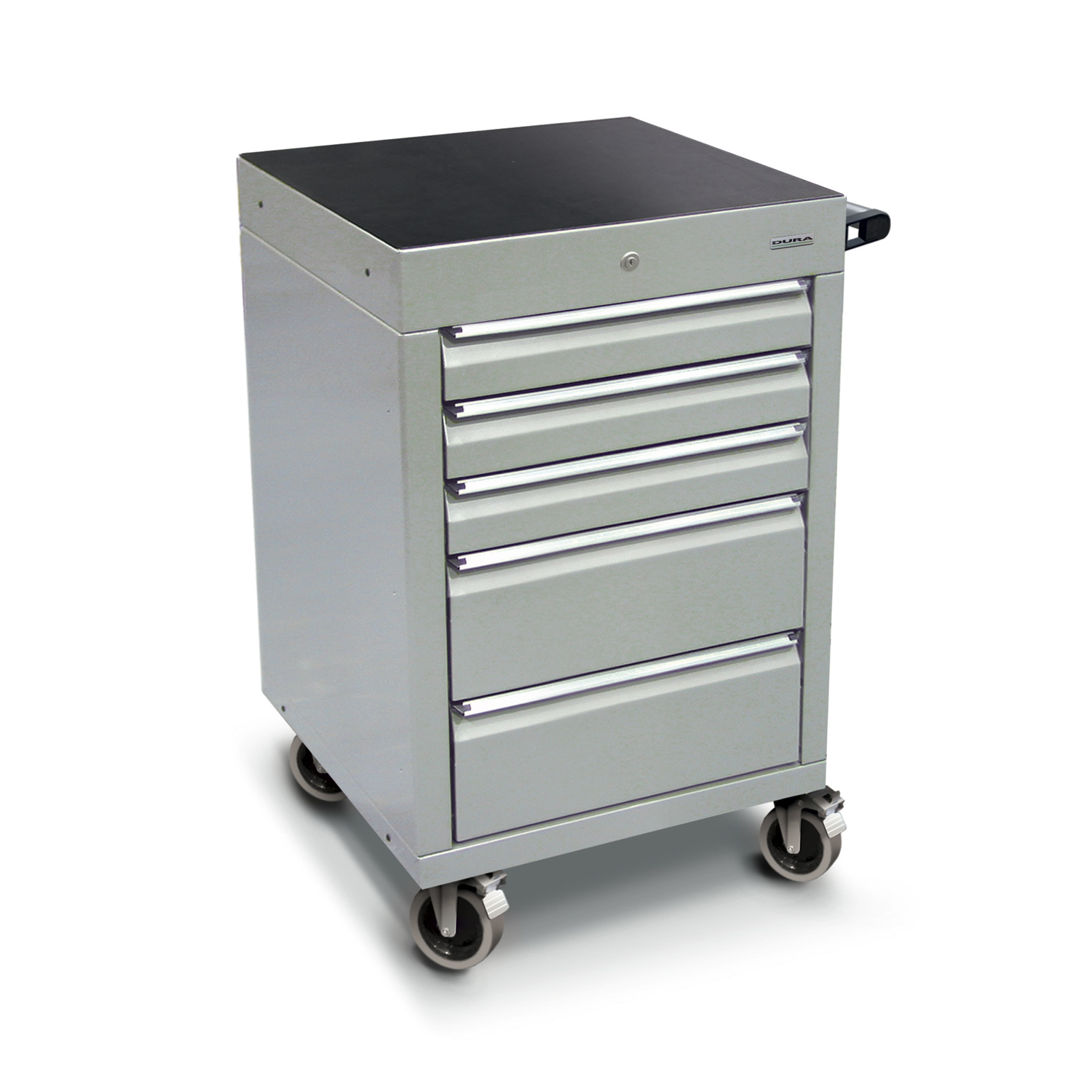600 series cabinet with 5 drawers (3 medium, 2 large) and castors