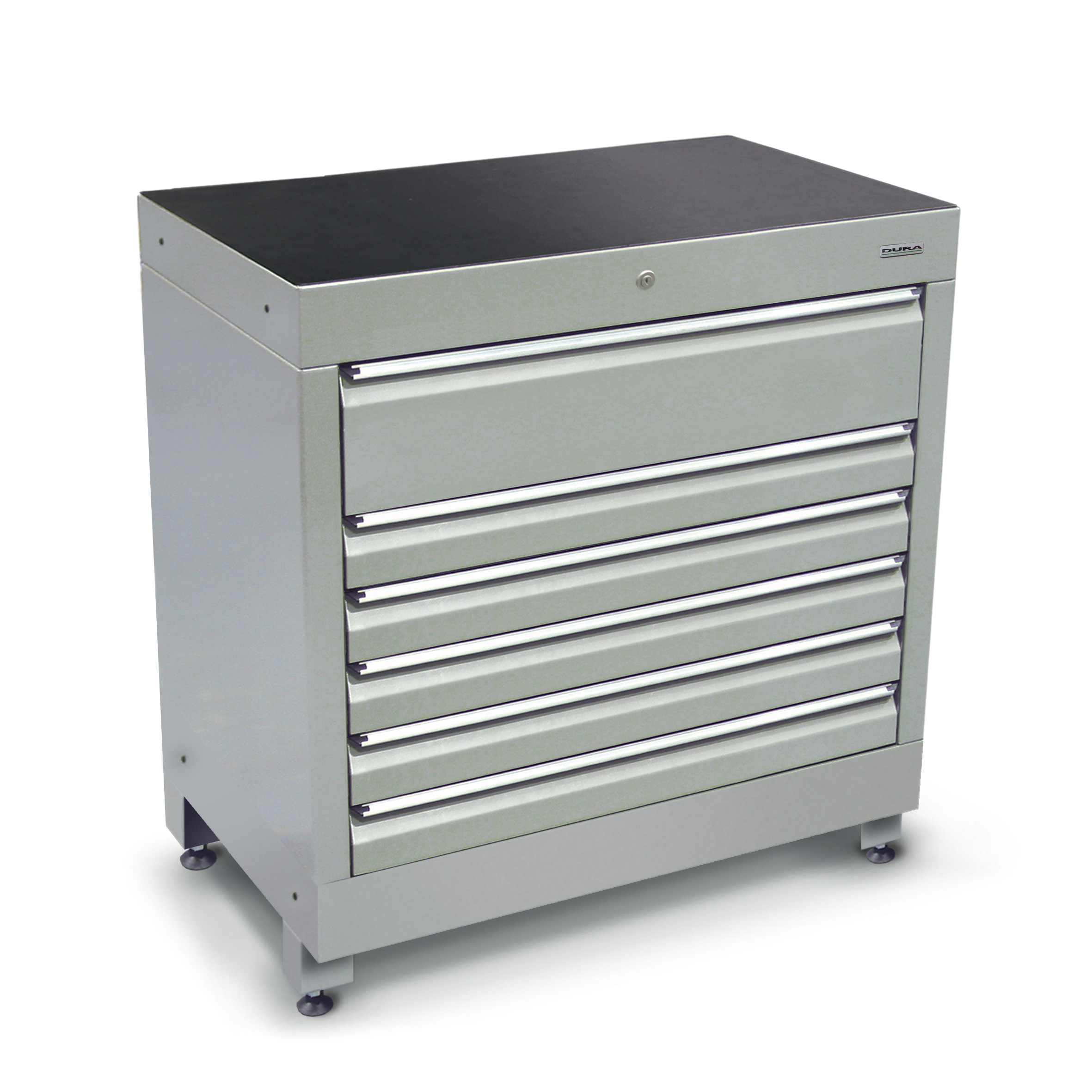 900 series cabinet with 6 drawers (5 medium, 1 large) and feet