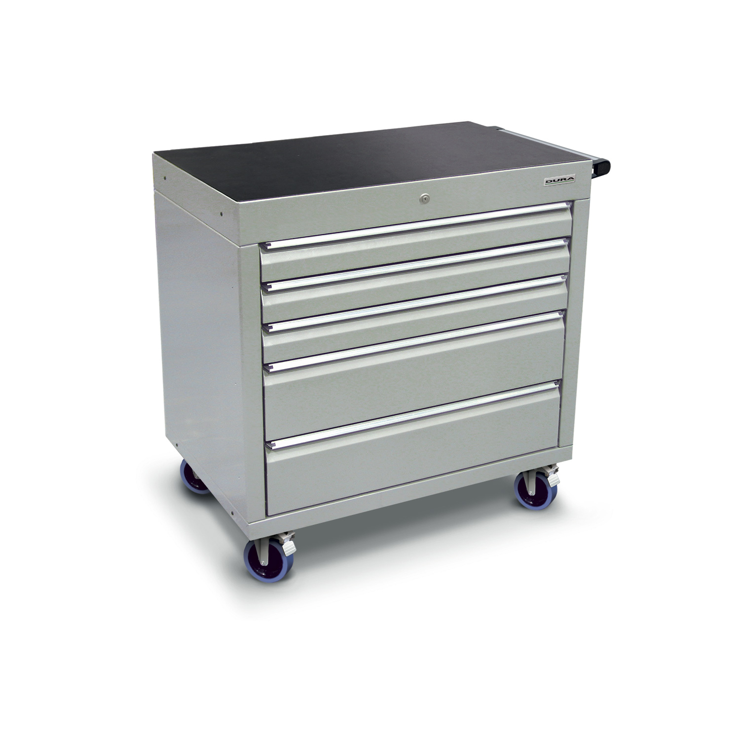 900 series cabinet with 5 drawers (3 medium, 2 large) and castors
