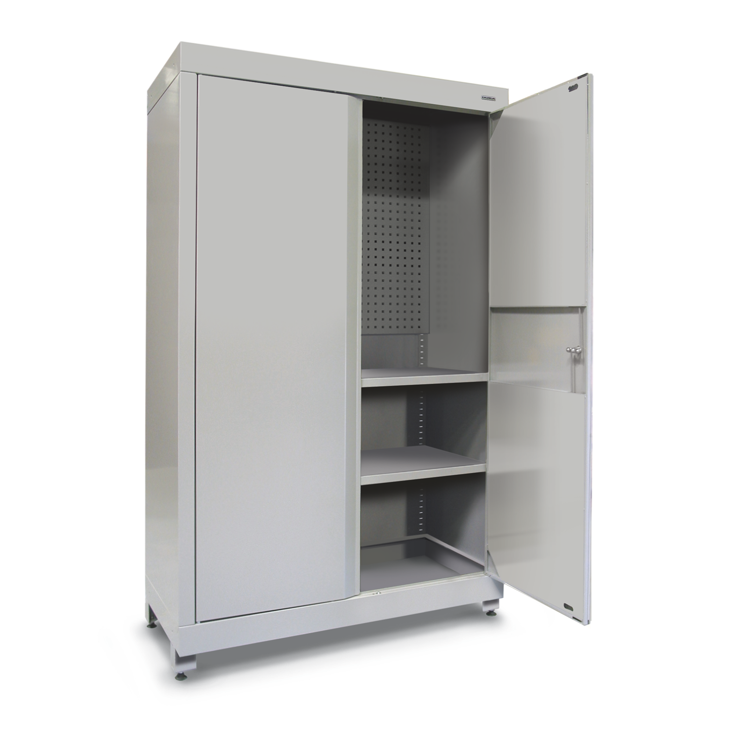 Heavy-duty shelving & peg panel unit (1200mm/doors)