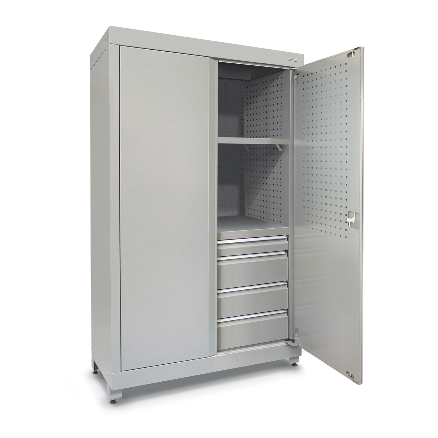 1200mm Heavy-duty shelving unit with 4 drawers