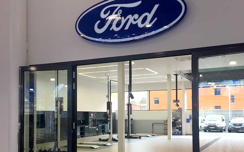 FordStore workshop in Segeltorp Stockholm by Dura Ltd