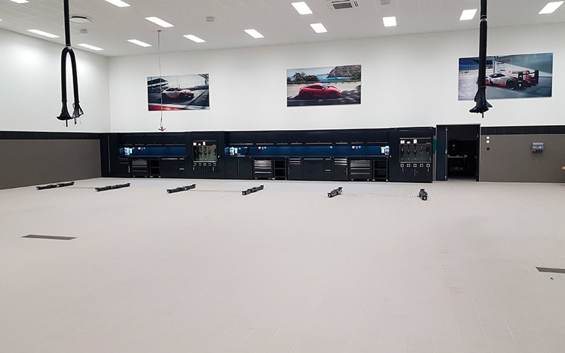 Porsche Workshop Cabinets in Helsingborg by Dura Ltd