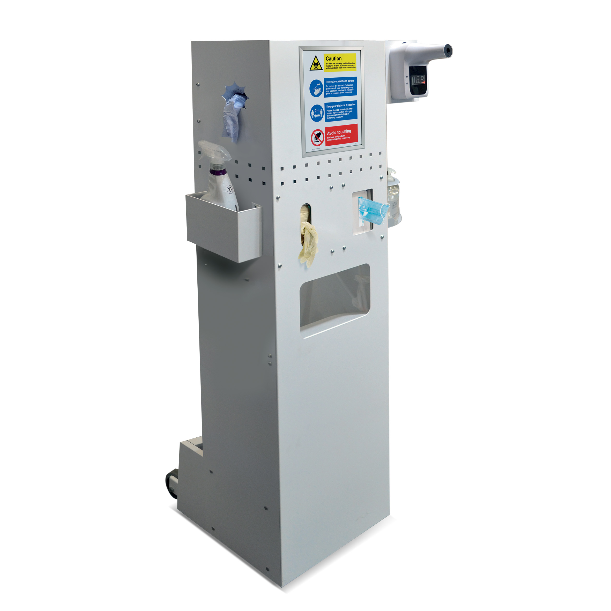 Sanitatiestation met infraroodthermometer