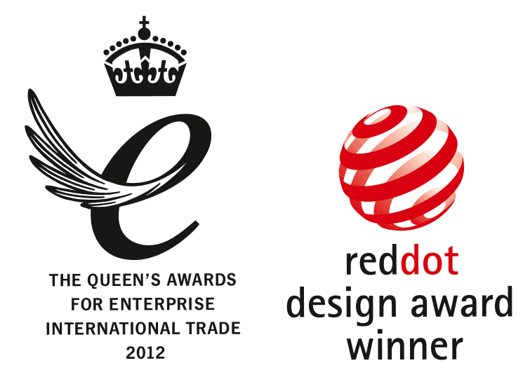 Queen's Award and Red Dot Award logo