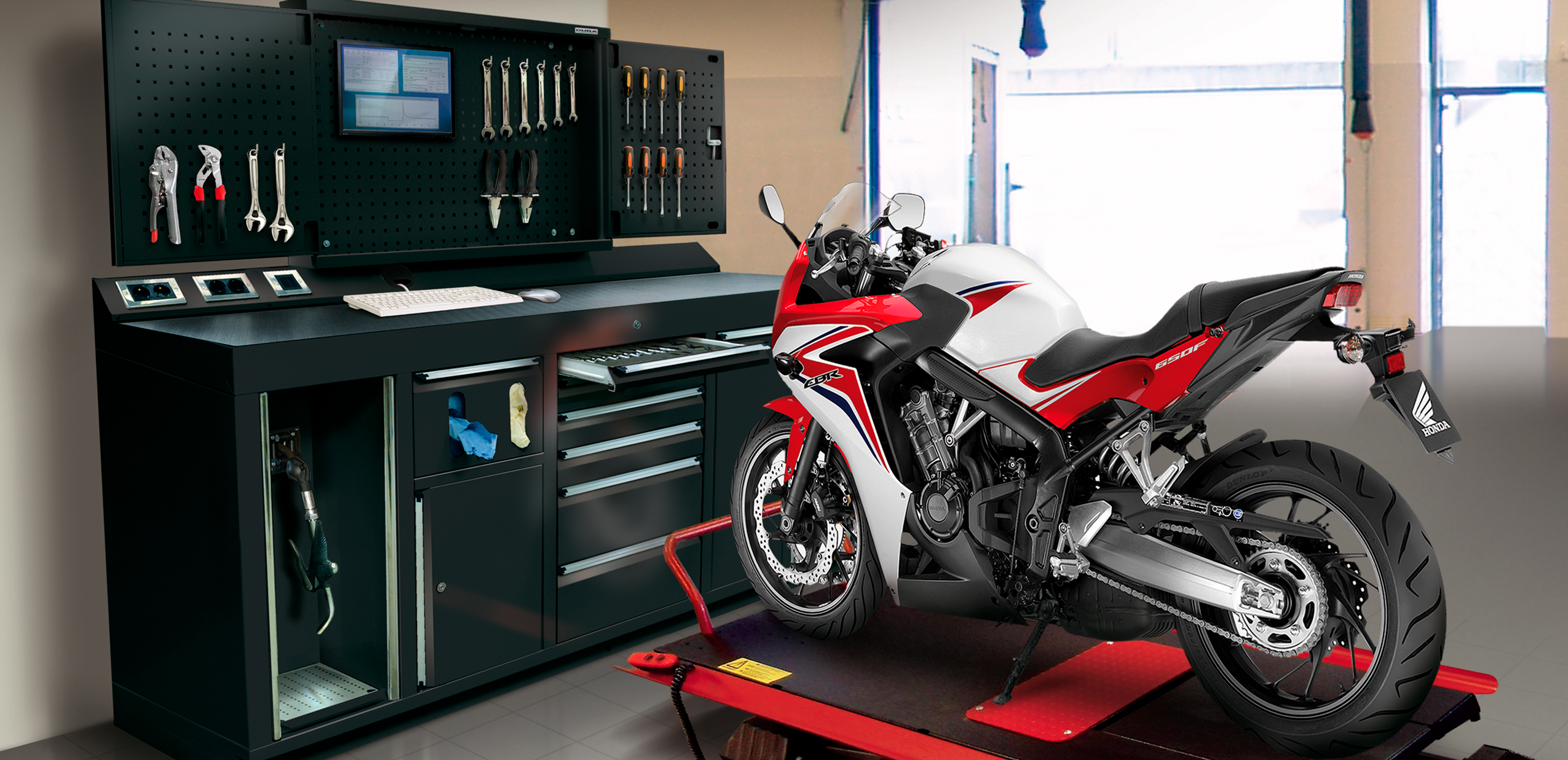 Dura ServicePod in State of the Art Motorcycle Workshop